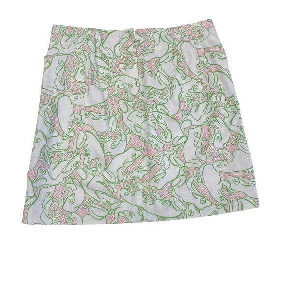 Lilly Pulitzer Originals Roslyn Skirt Pink Green Frog Lilly Pad Pattern 8 AS IS - Picture 6 of 8
